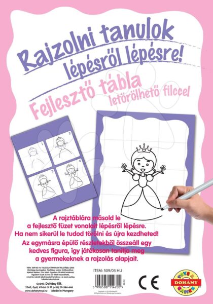 Dohány készségfejlesztő rajztábla Rajzolj rá és töröld le hercegnős - Rajzolni tanulok lépésről lépésre képekkel 509-3 gyerek játék webáruház - játék rendelés online Kreatív és didaktikus játékok | Rajzolás és festés