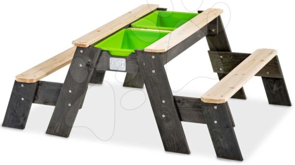 Homokozó asztal homokra és vízre cédrus Aksent sand&water table Exit Toys piknik 2 paddal fedéllel gyerek játék webáruház - játék rendelés online Kerti játékok  | Homokozók | Homokozók fából