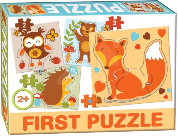 Dohány puzzle 4 képpel Baby First Erdei állatkák 639-5 gyerek játék webáruház - játék rendelés online Bébijátékok | Érzékek és motorika fejlesztése   | Bébi puzzle