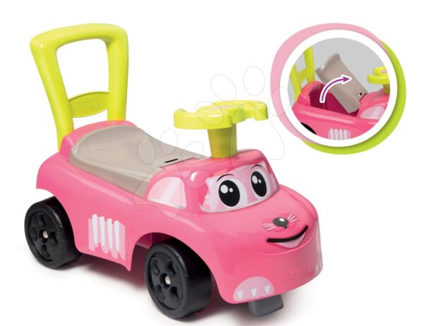 Bébitaxi és járássegítő Auto Pink Ride on Smoby tárolóhellyel és háttámlával 10 hó-tól rózsaszín gyerek játék webáruház - játék rendelés online Járművek gyerekeknek | Bébitaxik | Bébitaxik 10 hónapos kortól