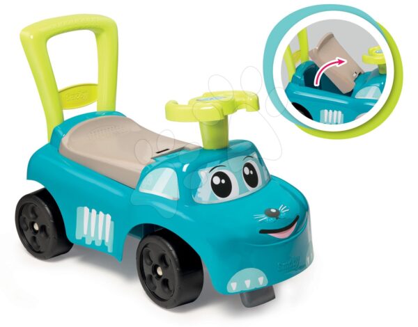 Bébitaxi és járássegítő Auto Blue Ride on Smoby tárolóhellyel és háttámlával 10 hó-tól kék gyerek játék webáruház - játék rendelés online Járművek gyerekeknek | Bébitaxik | Bébitaxik 10 hónapos kortól