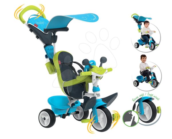 Smoby tricikli Baby Driver Comfort Blue Smoby EVA kerekekkel kék 741200 gyerek játék webáruház - játék rendelés online Tricikli | Triciklik 10 hónapos kortól