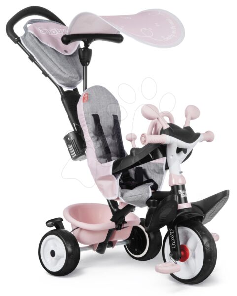 Tricikli és babakocsi egyben fékkel Baby Driver Plus Pink Smoby EVA kerekekkel és intuitív vezérléssel rózsaszín 10 hó-tól gyerek játék webáruház - játék rendelés online Tricikli | Triciklik 10 hónapos kortól