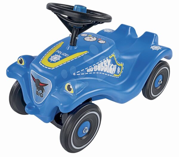Bébitaxi autó Bobby Car Classic Police BIG kék hanggal fénnyel többnyelvű matricával 12 hó-tól gyerek játék webáruház - játék rendelés online Járművek gyerekeknek | Bébitaxik | Bébitaxik 12 hónapos kortól