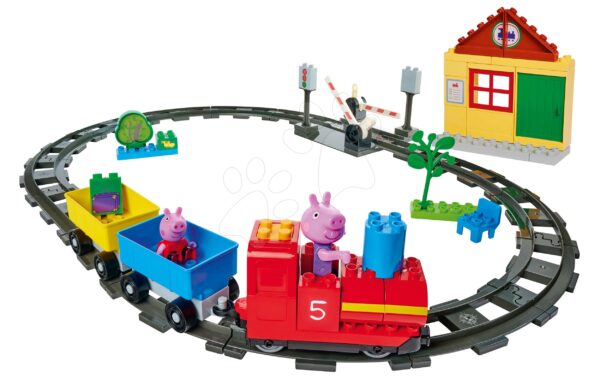 Épitőjáték Peppa Pig Train Fun PlayBIG Bloxx vasútvonal mozdonnyal és házikóval 2 figurával 1
