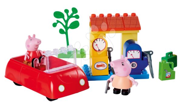 Építőjáték Peppa Pig Family Car PlayBig Bloxx BIG 2 figurával autóban a benzinkúton 28 darabos 1