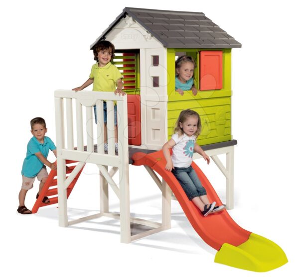 Gyerek házikó pilléreken Pilings House Smoby csúszdával és létrával 810800 gyerek játék webáruház - játék rendelés online Kerti játszóházak | Kerti játszóházak gyerekeknek