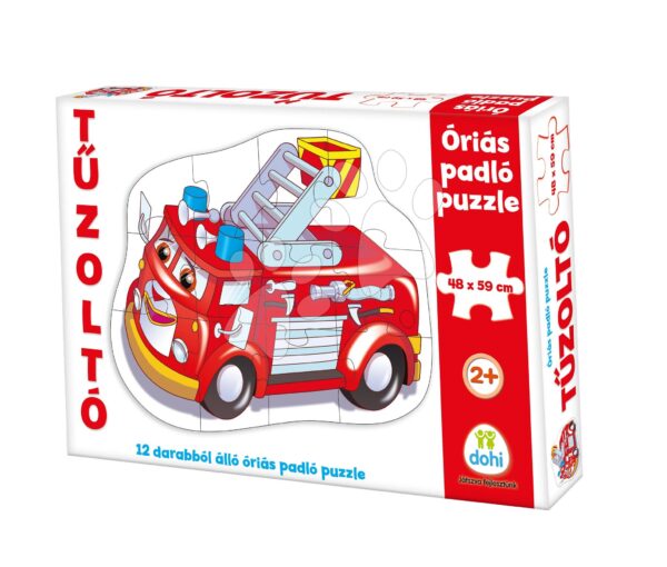 Padló puzzle tűzoltóautó Dohány óriás 12 drb 24 hó-tól gyerek játék webáruház - játék rendelés online Bébijátékok | Érzékek és motorika fejlesztése   | Bébi puzzle
