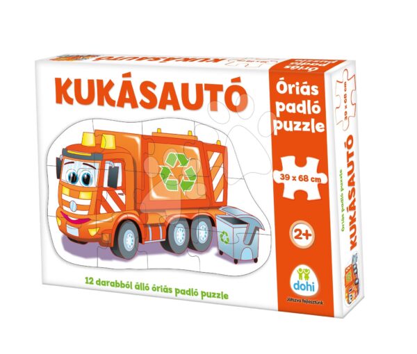 Padló puzzle szemetesautó Dohány óriás 12 drb 24 hó-tól gyerek játék webáruház - játék rendelés online Bébijátékok | Érzékek és motorika fejlesztése   | Bébi puzzle