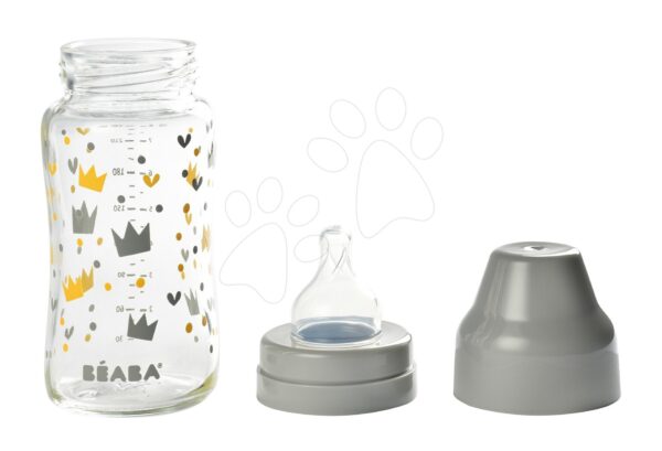 Beaba cumisüveg üvegből Crown 240 ml széles nyakkal 911653 szürke gyerek játék webáruház - játék rendelés online Babakellékek | Babaetetés és szoptatás | Cumisüvegek