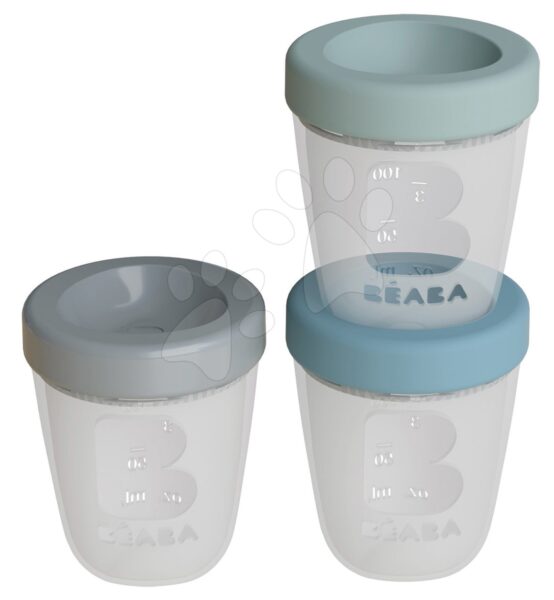 Ételtároló doboz Beaba Silicone portions Jungle 3x200 ml szilikon poharak kék zöld szürke 0-hó tól gyerek játék webáruház - játék rendelés online Babakellékek | Babaetetés és szoptatás | Élelmiszer tárolók és dobozok