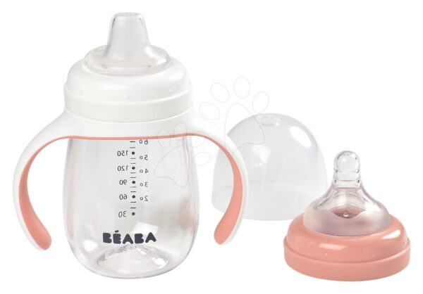 Tanuló ivó palack Bidon Beaba Learning Cup 2in1 Pink 210 ml ivócsőrrel rózsaszín 4 hó-tól gyerek játék webáruház - játék rendelés online Babakellékek | Babaetetés és szoptatás | Babaétkezési eszközök  | Gyerek itatópoharak