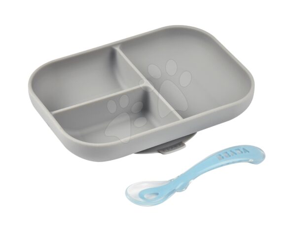 Étkészlet Silicone Grey Beaba 2-részes tányér és villa szürke szilikon BE913508 gyerek játék webáruház - játék rendelés online Babakellékek | Babaetetés és szoptatás | Babaétkezési eszközök  | Babaétkészletek