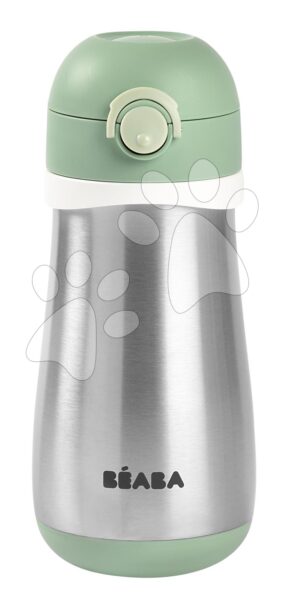 Ivó palack bidon dupla falú Stainless Steel Bottle Beaba Sage Green 350 ml rozsdamentes acélból zöld 18 hó-tól BE913539 gyerek játék webáruház - játék rendelés online Babakellékek | Babaetetés és szoptatás | Babaétkezési eszközök  | Gyerek itatópoharak