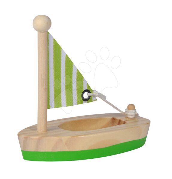 Fa vitorláshajók vízbe Sailing Boat Eichhorn textil vitorlával 11 cm hosszú 24 hó-tól gyerek játék webáruház - játék rendelés online Fa gyerekjátékok | Fa kisautók