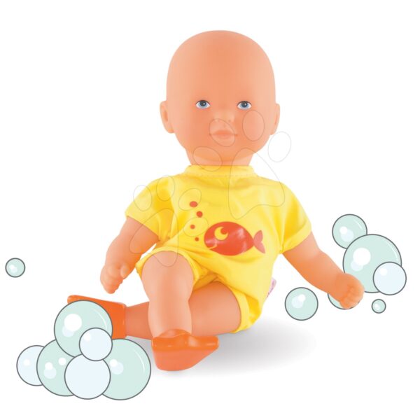 Játékbaba Mini Bath Yellow Corolle kék szemekkel és uszonnyal 20 cm 18 hó-tól gyerek játék webáruház - játék rendelés online Játékbabák gyerekeknek | Játékbabák kislányoknak | Játékbabák 18 hónapos kortól