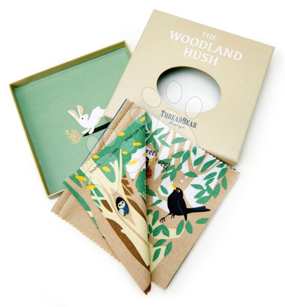 Textilkönyv Woodland Hush Rag Book Threadbear 12 erdei állatka 100% puha pamutanyagból ajándékdobozban 0 hó-tól gyerek játék webáruház - játék rendelés online Bébijátékok | Kiságy játékok  | Játékok kiságy fölé