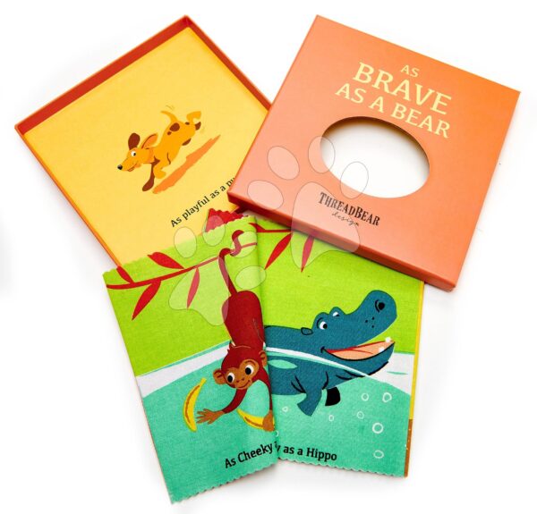 Textilkönyv Brave as a Bear Rag Book Threadbear 12 vadon élő állattal 100% puha pamutanyagból ajándékdobozban 0 hó-tól gyerek játék webáruház - játék rendelés online Bébijátékok | Kiságy játékok  | Játékok kiságy fölé