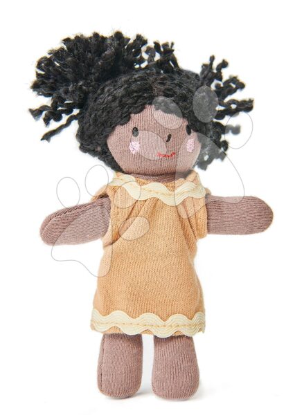 Rongybaba Mini Gigi Doll ThreadBear 12 cm pihe-puha pamutszövetből fekete hajkoronával gyerek játék webáruház - játék rendelés online Játékbabák gyerekeknek | Játékbabák kislányoknak | Rongybabák