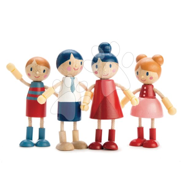 Fa 4 tagú család Doll Family Tender Leaf Toys mozgatható kezekkel és lábakkal gyerek játék webáruház - játék rendelés online Fa gyerekjátékok | Fa babaházak