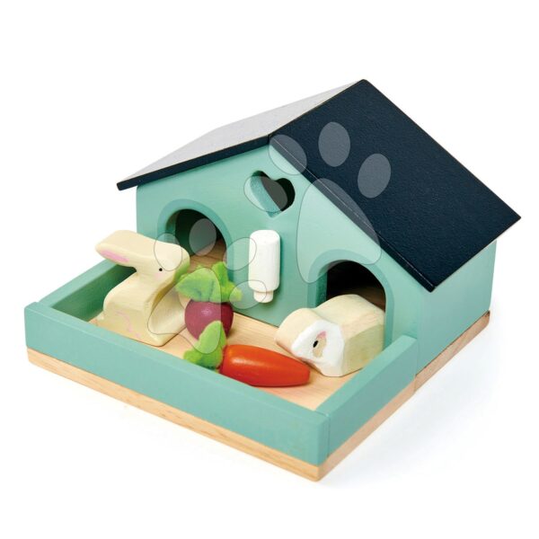 Fa nyuszkók házikóban Pet Rabit Set Tender Leaf Toys répával gyerek játék webáruház - játék rendelés online Fa gyerekjátékok | Fa babaházak