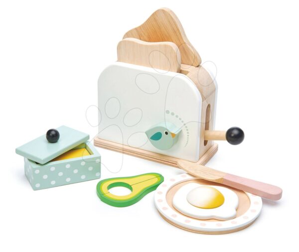 Fa kenyérpirító avokádóval Breakfast toaster set Tender Leaf Toys kenyérszeletek