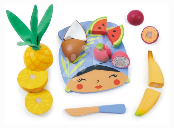 Fa vágódeszka trópusi gyümölcsökkel Tropical Fruit Chopping Board Tender Leaf Toys késsel a szeleteléshez 24 hó-tól gyerek játék webáruház - játék rendelés online Játékkonyhák | Fa játékkonyhák