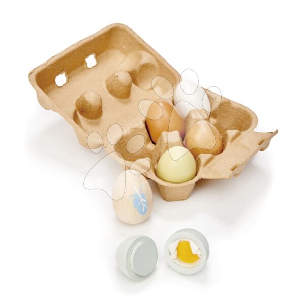 Fa tojások Wooden Eggs Tender Leaf Toys 6 darab tojástartóban gyerek játék webáruház - játék rendelés online Játékkonyhák | Fa játékkonyhák