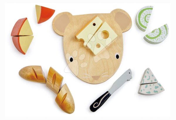 Fa vágódeszka sajttal Cheese Chopping Board Tender Leaf Toys késsel a szeleteléshez 24 hó-tól gyerek játék webáruház - játék rendelés online Játékkonyhák | Fa játékkonyhák