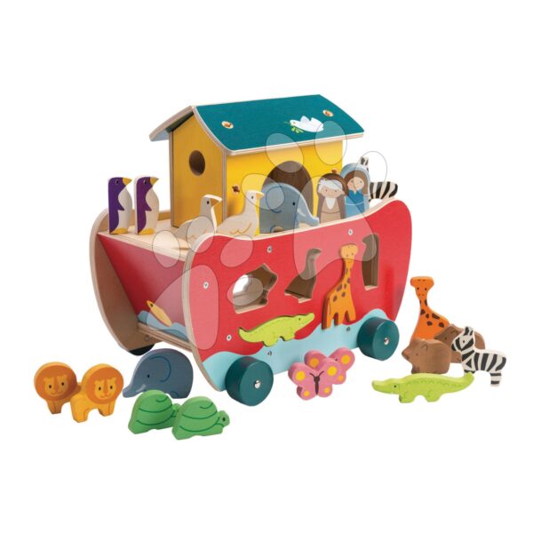 Fa Noé bárkája Noah's Shape Sorter Ark Tender Leaf Toys 23 darabos figurákkal szétszedhető 18 hó-tól gyerek játék webáruház - játék rendelés online Fa gyerekjátékok |  Készségfejlesztő fajátékok