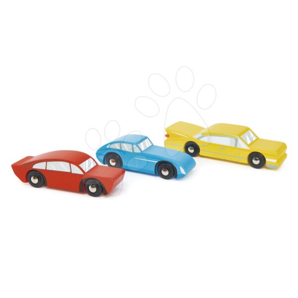 Fa sportautók Retro Cars Tender Leaf Toys piros kék és sárga gyerek játék webáruház - játék rendelés online Fa gyerekjátékok | Fa kisautók