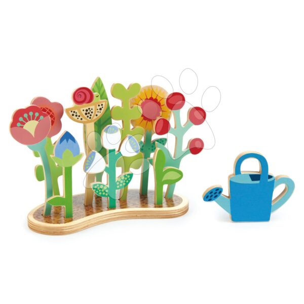 Fa virágágyás Flower Bed Tender Leaf Toys virágokkal és locsolókannával gyerek játék webáruház - játék rendelés online Fa gyerekjátékok | Fajátékok szerepjátékhoz