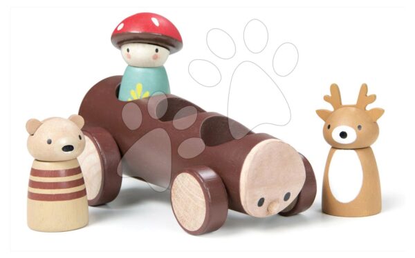 Fa erdei taxi Timber Taxi Tender Leaf Toys Merrywood Tales meséből 3 figurával 18 hó-tól gyerek játék webáruház - játék rendelés online Fa gyerekjátékok | Fa kisautók