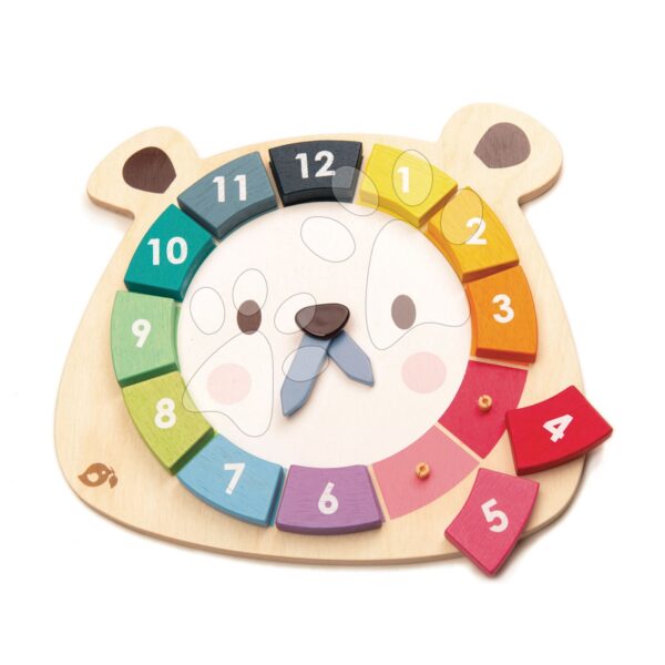 Fa mackó óra Bear Colour Clock Tender Leaf Toys felfüggeszthető 12 színes számmal gyerek játék webáruház - játék rendelés online Fa gyerekjátékok | Fa oktatójátékok