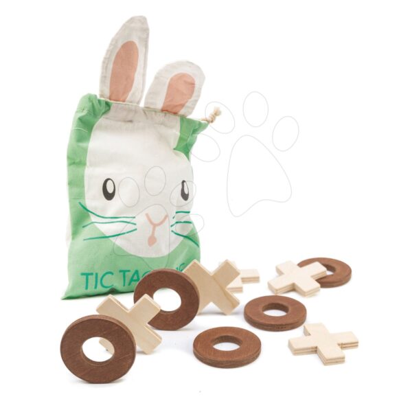 Fa logikai játék Tic Tac Toe Tender Leaf Toys 5 karika és 5 kereszt vászontáskában gyerek játék webáruház - játék rendelés online Fa gyerekjátékok | Fa oktatójátékok