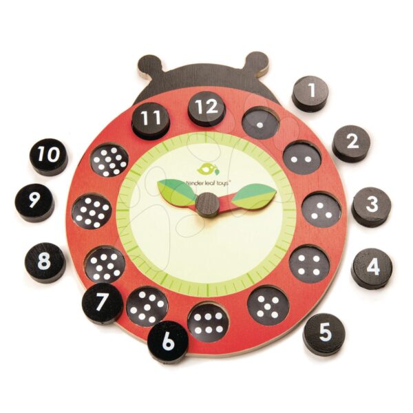 Fa mágneses óra katicabogár Ladybug Teaching Clock Tender Leaf Toys felfüggeszthető