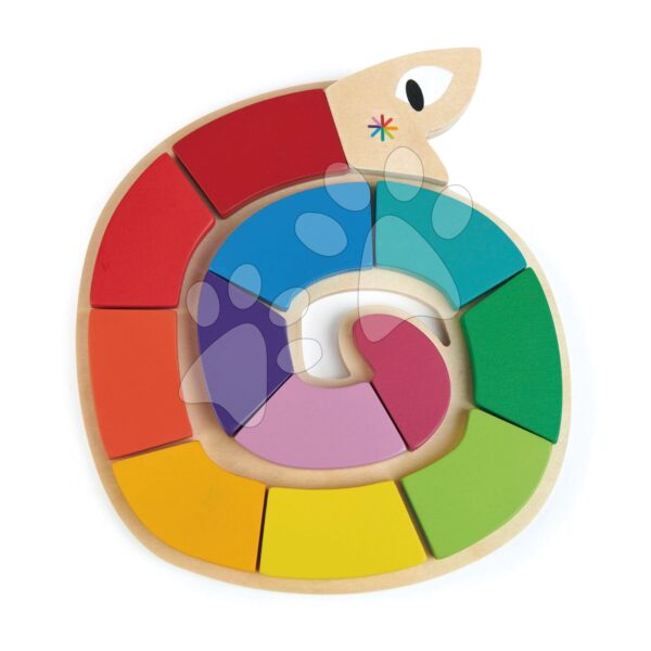 Fa tekercselt kígyó Colour Me Happy Tender Leaf Toys 12 színes forma alakzatokkal gyerek játék webáruház - játék rendelés online Fa gyerekjátékok | Fa oktatójátékok