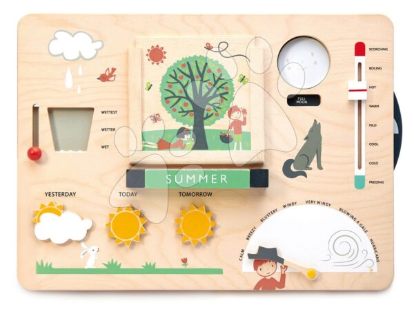 Fa meterológiai állomás Weather Watch Tender Leaf Toys fa képeslapokkal 43*31*5 cm TL8421 gyerek játék webáruház - játék rendelés online Fa gyerekjátékok | Fa oktatójátékok