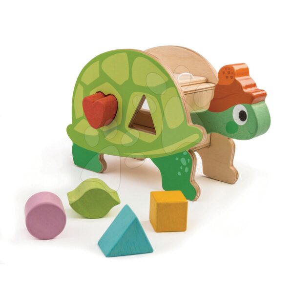 Fa készségfejlesztő teknősbéka Tortoise Shape Sorter Tender Leaf Toys különböző alakú kockákkal 18 hó-tól gyerek játék webáruház - játék rendelés online Fa gyerekjátékok |  Készségfejlesztő fajátékok