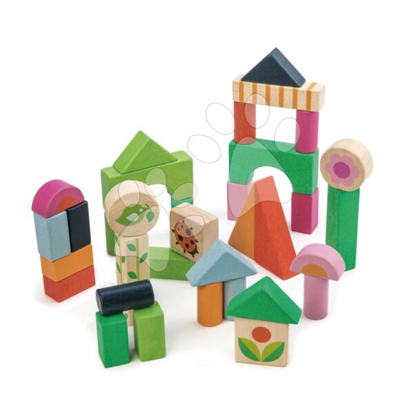 Fakockák vidéki hangulattal Courtyard Blocks Tender Leaf Toys festett ábrákkal 34 darabos táskában 18 hó-tól gyerek játék webáruház - játék rendelés online Fa gyerekjátékok | Fa építőjátékok | Fa építőkockák
