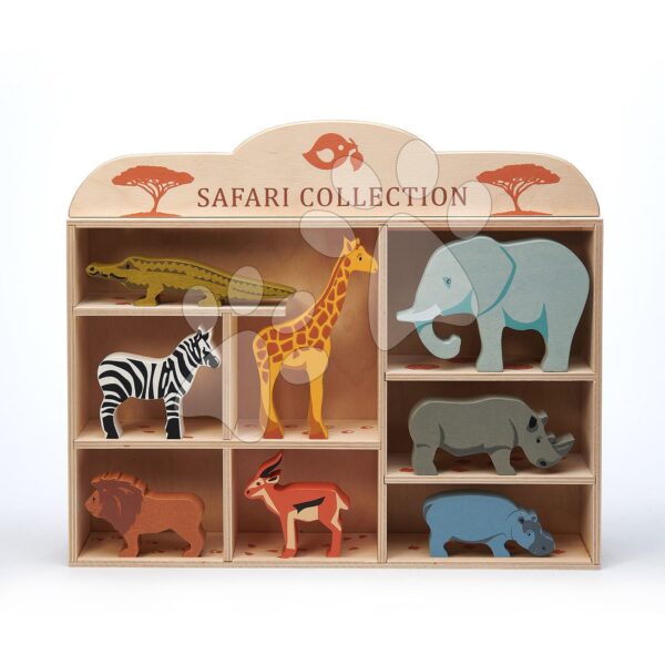 Fa vadon élő állatkák polcon 8 drb Safari set Tender Leaf Toys krokodil elefánt zebra antilop zsiráf orrszarvú víziló oroszlán gyerek játék webáruház - játék rendelés online Fa gyerekjátékok |  Készségfejlesztő fajátékok