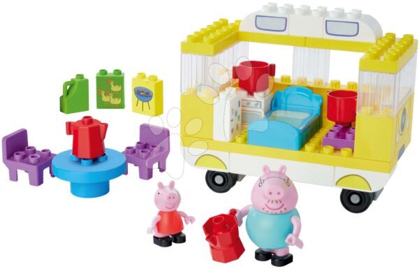Épytőjáték Peppa Pig Campervan PlayBig Bloxx BIG lakókocsi felszereléssel és 2 figurával 52 részes 1