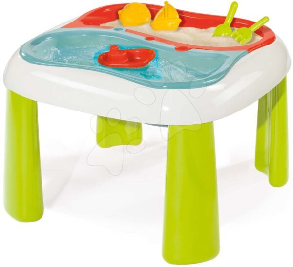 Kerti asztalka homokozóval és vízzel Water&Sand Smoby fedéllel hajóval és formákkal 18 hó gyerek játék webáruház - játék rendelés online Kerti játékok  | Homokozók | Homokozók gyerekeknek