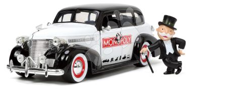 Kisautó Monopoly Chevy Master 1939 Jada fém nyitható részekkel és Uncle Pennybags figurával hossza 20 cm 1:24 gyerek játék webáruház - játék rendelés online Játékautók és szimulátorok | Játékautók és járművek