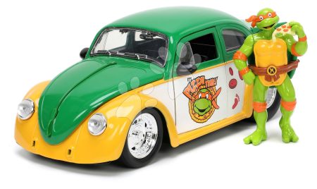 Kisautó Tini Nindzsa Teknőcök VW Drag Beetle 1959 Jada fém niytható ajtókkal és Michelangelo akciófigurával hossza 19 cm 1:24 gyerek játék webáruház - játék rendelés online Játékautók és szimulátorok | Játékautók és járművek