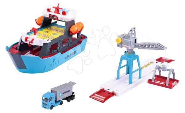 Garázs teherhajó Creatix Logistic Freight Ship Majorette daruval kamionnal és hajóval 5 éves kortól gyerek játék webáruház - játék rendelés online Játékautók és szimulátorok | Garázsok