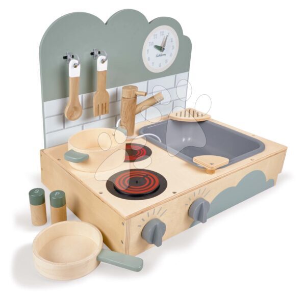 Fa játékkonyha Small Table Kitchen Eichhorn hordozható hanggal és 6 kiegészítő 3 évtől gyerek játék webáruház - játék rendelés online Játékkonyhák | Fa játékkonyhák
