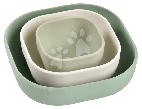 Étkezőgarnitúra Silicone Nesting Bowl Set Beaba Sage Green Cotton Misty Green szilikonból 3-részes zöld-szürke-fehér 4 hó-tól gyerek játék webáruház - játék rendelés online Babakellékek | Babaetetés és szoptatás | Babaétkezési eszközök  | Babaétkészletek