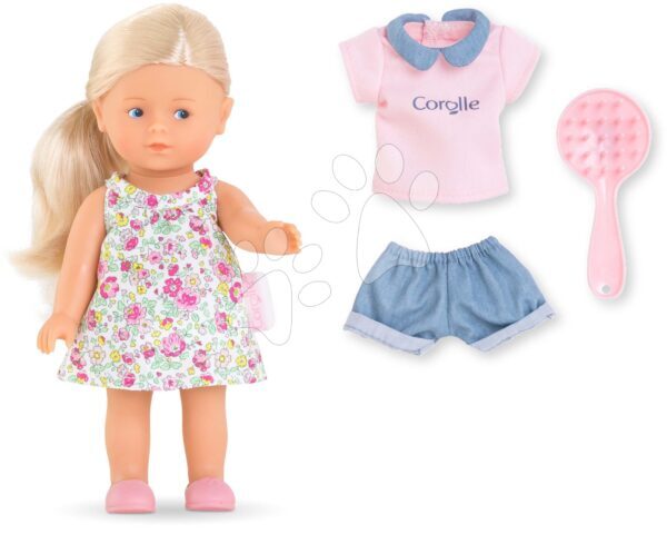 Játékbaba Rosy Mini World Set Mini Corolline Corolle szőke haj és kék szemek ruhácskában 3 kiegészítővel 20 cm gyerek játék webáruház - játék rendelés online Játékbabák gyerekeknek | Játékbabák kislányoknak | Játékbabák 3 éves kortól