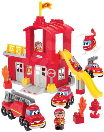 Écoiffier építőjáték csúszdás tűzoltóállomás Abrick emeletes garázs 3 autóval és 3 tűzoltóval 3026 gyerek játék webáruház - játék rendelés online Építőjátékok | Abrick építőkockák